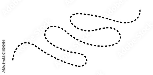 Konstfotografi Wavy dashed line path with looping curves curved line dotted line vector path de