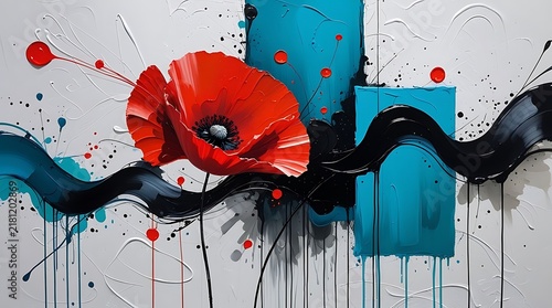 Modern Red Poppy Art