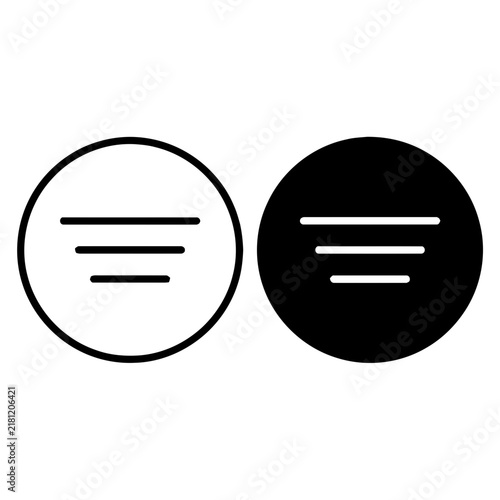 Obraz na plátně Align justify text alignment icons in circle buttons for user interface design