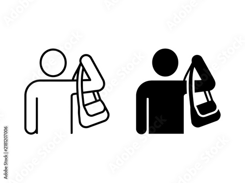 Person holding a shoulder bag icon set in line art and solid black vector styles