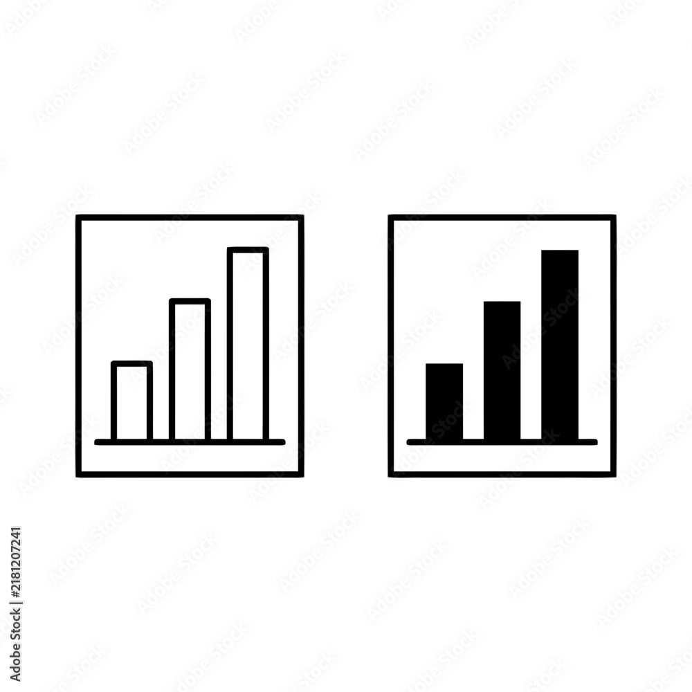Obraz premium Bar chart square icon set for business data analysis and financial growth reporting.