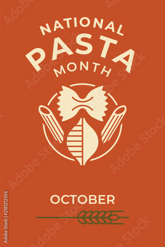 National Pasta Month October Badge Graphic Design