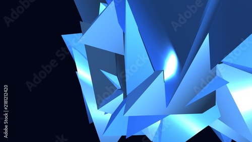 Photography Abstract blue crystalline structure with sharp edges and glowing light effects f