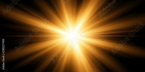 Bild auf Leinwand A vibrant burst of golden light radiates outwards, creating a dazzling starburst effect against a dark background, symbolizing energy and brilliance