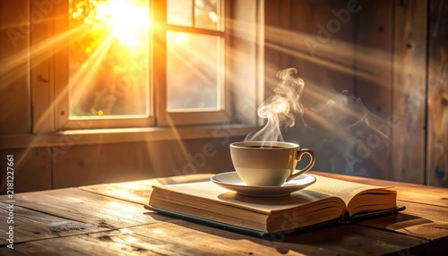 Morning Serenity - Coffee, Book, and Sunlight by the Window.