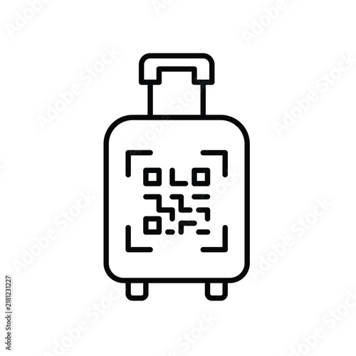 Scan luggage, digital bag tracking. Pixel perfect, editable stroke vector icon