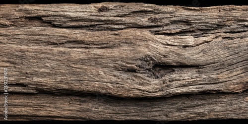 Close up of weathered wooden plank with rich textures and grain patterns for rustic decor and design inspiration