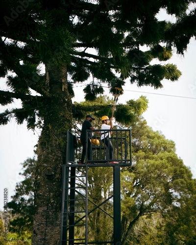 Young boy trying the flying fox zip line in Malaysia