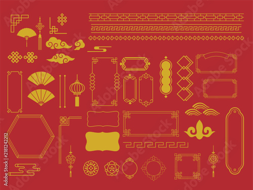 中国のフレームデザイン(中華、模様、文化、イラスト、装飾) Chinese frame design.Chinese, patterns, culture, illustrations and decorations.