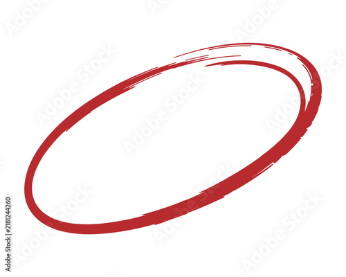 Фотография Red brush stroke ellipse shape creating abstract artistic border isolated on tra