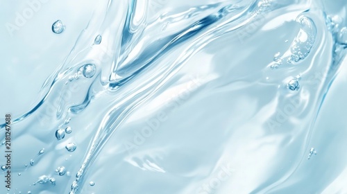 Clear blue gel texture with bubbles and light reflections