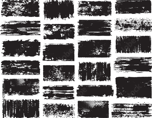 Handmade Grunge Ink Brush Strokes Collection with Rough Paint, Splatter and Scratch Textures