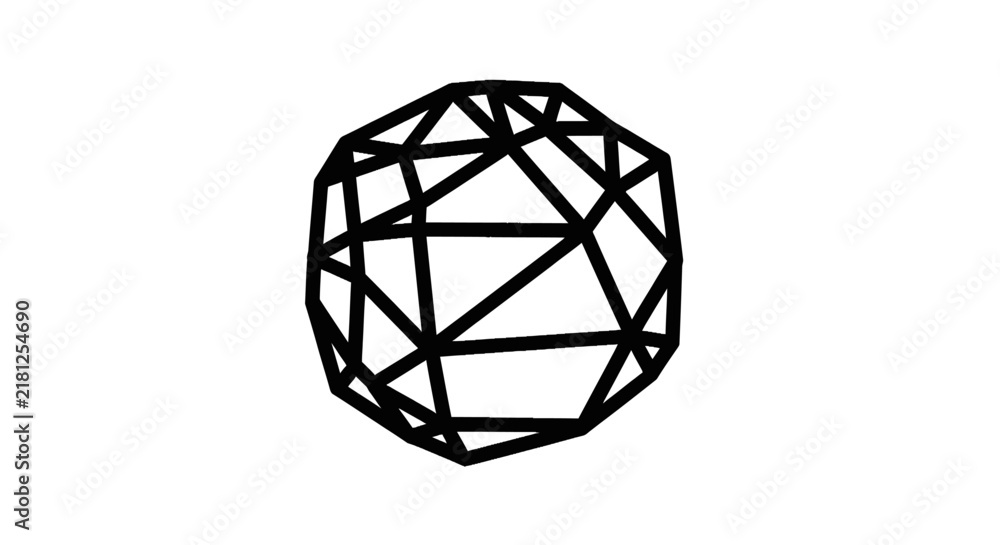 Obraz premium Black geometric wireframe sphere model.