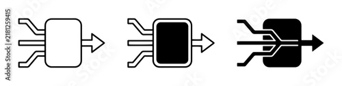 Electronic Component Icons, Integrated Circuit Symbols, Semiconductor Chip Graphics, Technology Data Flow