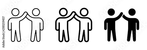 High Five Icons, Teamwork and Success Symbols, Partnership and Celebration Graphics