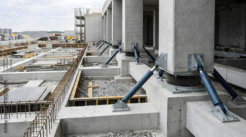 Earthquake resistant building fo isolated on