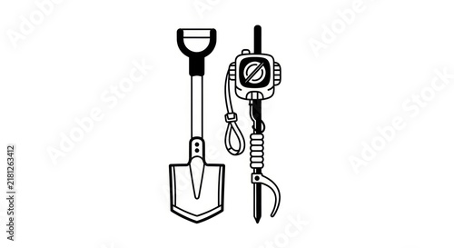 Foto Shovel and gardening tools icon set.