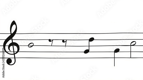 Simple music staff with black treble clef and scattered music notes