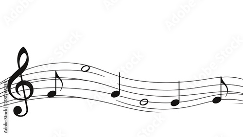 Curved music stave notation vector background for banner design