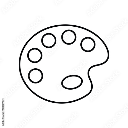 Minimalist outline icon of an artist paint palette with mixing wells
