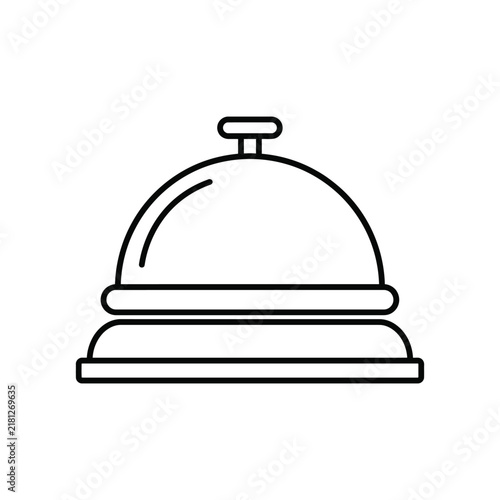 Minimalist outline icon of a hotel service desk bell on white background