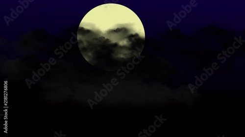 Full Moon Moving Behind Dark Clouds in Night Sky Background Video Footage