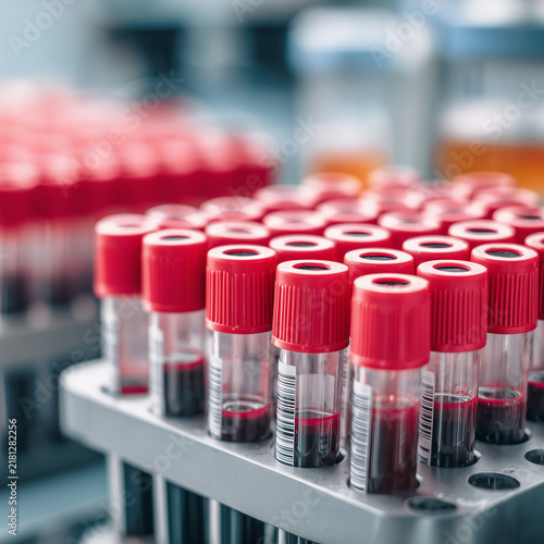 Obraz na płótnie blood test tubes in rack