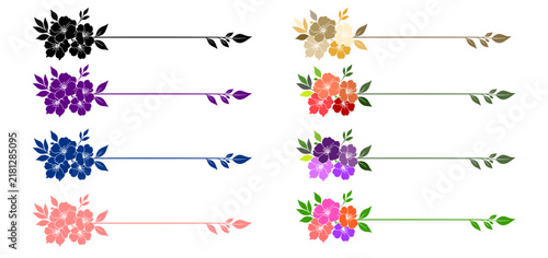 Set of Colorful Flower Line Dividers, Floral Vector Illustration Collection