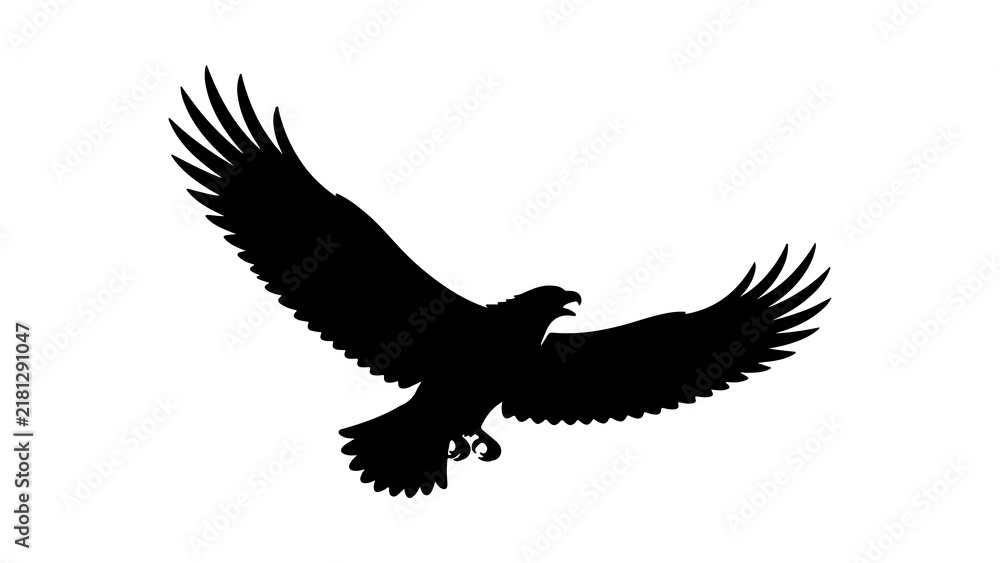 Fototapeta premium Soaring Eagle Silhouette in Flight Vector Illustration