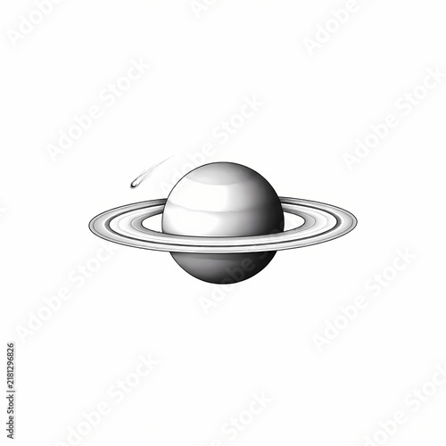 Saturn planet with comet tattoo design