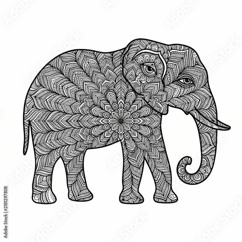 Mandala patterned elephant tattoo design