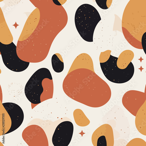 Minimalist Abstract Organic Shape Pattern With Celestial Star Elements Design Background