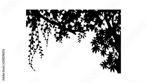 Quadro su tela Tree Branch Silhouette Overhanging Border Design Element