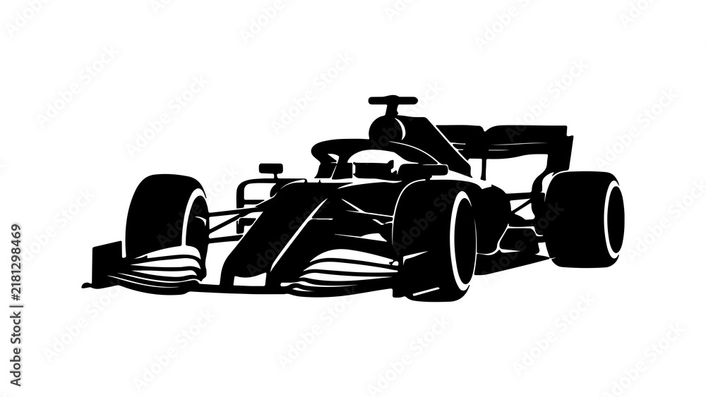 Fototapeta premium Formula 1 Racing Car Silhouette Vector Illustration