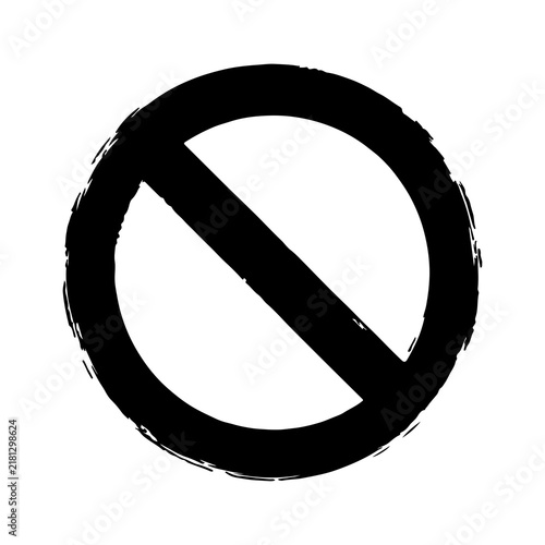 Forbidden Sign Icon in Hand Drawn Brush Stroke Style