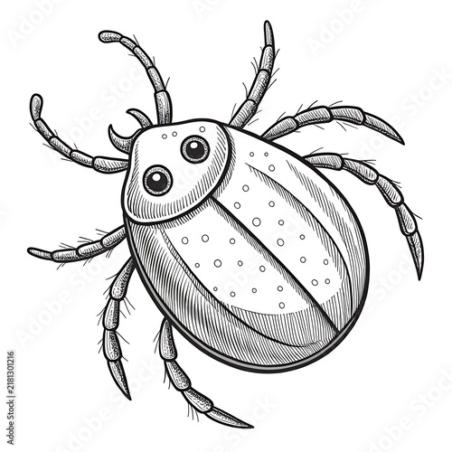 Detailed black and white tick illustration vector art