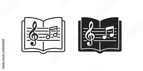 Foto Open music notebook with notes line and solid vector graphic element