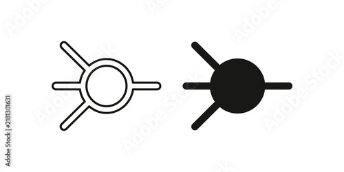 Cuadro en lienzo Sputnik satellite linear outline and filled black silhouette space icon