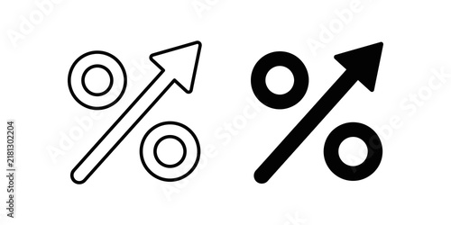 Obraz na płótnie Percent arrow growth icon illustrating rising rates and inflation data