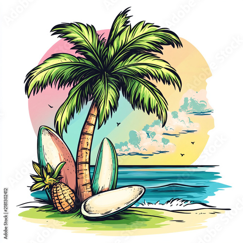 tropical island with palm trees
