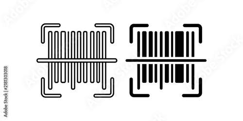 Obraz na płótnie Black barcode scanner vector icon set with transparent background line.