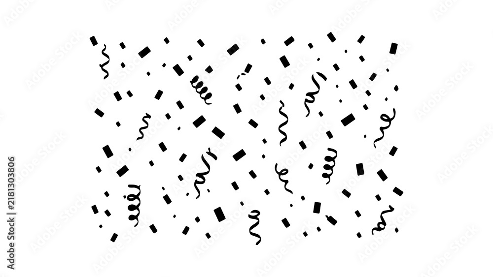 Obraz premium Confetti Falling Background in Black Silhouette Style Vector Illustration