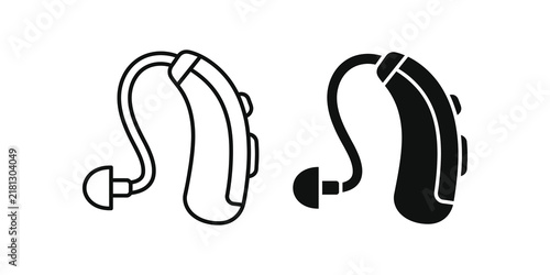 Cuadro en lienzo Black hearing aid device for people with hearing loss on transparent
