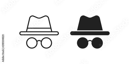 Fotografie Incognito mode icons with hat and glasses representing privacy online