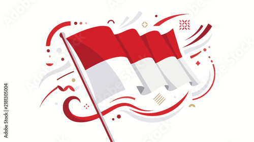 Artistic wavy illustration of the Indonesian national flag.