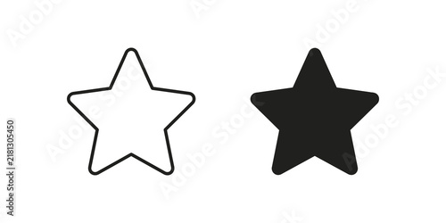 Foto Star line and solid black vector icons pack for web user interface