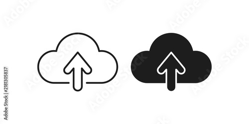 Obraz na płótnie Cloud upload arrow icons collection for data storage and networking.