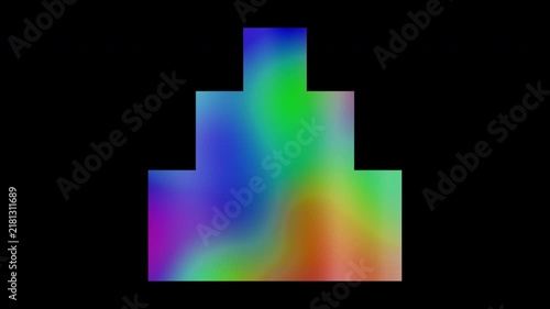 Colorful abstract patterns of pyramid stairs, alpha channel, looping