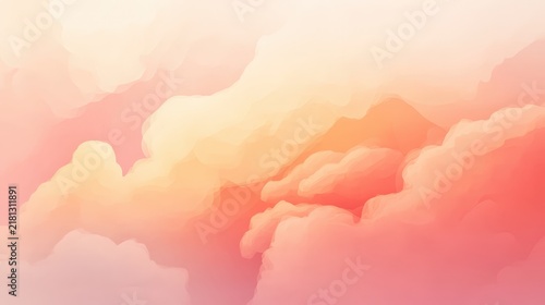 Soft pastel sunset clouds background, abstract pink and orange sky texture for design.