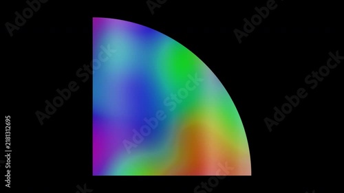 Colorful abstract patterns of a quarter circle shape, alpha channel, looping